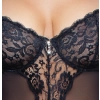 Cottelli Bondage - Siateczkowe Body Z Seksowną Koronką Bez Kroku Z Mankietami 85D/L