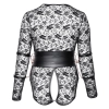 Cottelli Bondage - Koronkowe Body Z Mankietami Na Ręce Bez Kroku XL