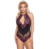 Cottelli CURVES - Dwukolorowe Kwiatowe Body Z Delikatne Koronki 2XL