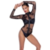 Noir - Seksowne Prześwitujące Body Z Kwiatowym Wzorem XL