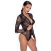 Noir - Seksowne Prześwitujące Body Z Kwiatowym Wzorem XL