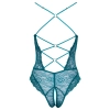Cottelli LINGERIE - Seksowne Koronkowe Body Z Paseczkami Bez Krocza Zielone S