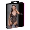 Cottelli LINGERIE - Czarne Siateczkowe Body Z Delikatną Koronką Bez Krocza S