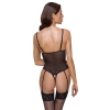 Cottelli LINGERIE - Czarne Siateczkowe Body Z Delikatną Koronką Bez Krocza M