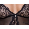 Cottelli LINGERIE - Czarne Siateczkowe Body Z Delikatną Koronką Bez Krocza L