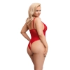 Cottelli CURVES - Czerwone Body Bez Krocza Z Delikatną Koronką 3XL