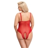 Cottelli CURVES - Czerwone Body Bez Krocza Z Delikatną Koronką 3XL