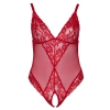 Cottelli CURVES - Czerwone Body Bez Krocza Z Delikatną Koronką 4XL