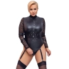 Cottelli Bondage - Seksowne Matowe Body Z Koronkowymi Rękawami 2XL