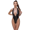 Cottelli PARTY - Seksowne Mocno Wycięte Matowe Body Czarne L