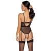 Cottelli LINGERIE - Czarne Koronkowe Body Z Perełkami W Kroczu L