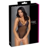 Cottelli LINGERIE - Seksowne Czarne Siateczkowe Body Z Fioletową Koronką S