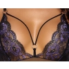 Cottelli LINGERIE - Seksowne Czarne Siateczkowe Body Z Fioletową Koronką M
