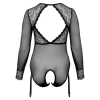 Cottelli CURVES - Czarne Prześwitujące Body Bez Krocza XL