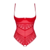 Obsessive - Czerwone Koronkowe Body Bez Biustu I Krocza Ingridia M/L