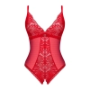 Obsessive - Delikatne Koronkowe Body Bez Krocza Z Małym Serduszkiem Chilisa XL/2XL