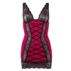 Cottelli LINGERIE - Seksowna Czerwona Sukienka Z Czarnymi Koronkowymi Wstawkami XL