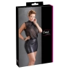 Cottelli CURVES - Seksowna Mini Sukienka Z Siateczką U Góry Czarna 4XL