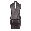 Cottelli CURVES - Seksowna Mini Sukienka Z Siateczką U Góry Czarna 4XL