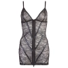 Cottelli LINGERIE - Seksowna Rozpinana Sukienka Z Kwiatowej Koronki Czarna S