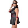 Cottelli Bondage - Czarna Matowa Sukienka Z Czerwonymi Wstawkami I Mankietami 2XL