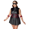 Cottelli Bondage - Czarna Matowa Sukienka Z Czerwonymi Wstawkami I Mankietami 2XL