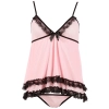 Cottelli LINGERIE - Seksowna Różowa Koszulka Nocna Z Koronką + Stringi M