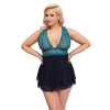 Cottelli CURVES - Babydoll Z Koronkową Górą I Siateczkową Spódnicą 3XL