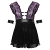 Cottelli Bondage - Seksowna Babydoll Z Fioletową Koronką I Dodatkami Bondage 4XL