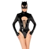 Black Level - Czarne Body Sznurowane Z Maską Z Uszami Czarne XL