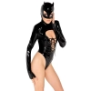 Black Level - Czarne Body Sznurowane Z Maską Z Uszami Czarne XL