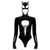 Black Level - Czarne Body Sznurowane Z Maską Z Uszami Czarne XL