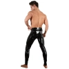 LATE X - Obcisłe Lateksowe Legginsy Z Zamkiem W Kroczu Czarne 2XL