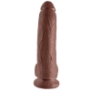 King Cock - Realistyczne Dildo Z Żołędziem Jądrami I Żyłkami 23 CM Brązowy Kolor Skóry