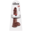 King Cock - Realistyczne Dildo Z Żołędziem Jądrami I Żyłkami 25 CM Brązowy Kolor Skóry