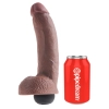 King Cock - Realistyczne Naturalne Dildo Z Wytryskiem 23 CM Ciemny Kolor Skóry