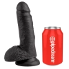 King Cock - Realistyczne Dildo Z Żołędziem Jądrami I Żyłkami 18 CM Czarny