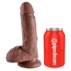 King Cock - Realistyczne Dildo Z Żołędziem Jądrami I Żyłkami 18 CM Brązowy Kolor Skóry