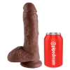 King Cock - Realistyczne Dildo Z Żołędziem Jądrami I Żyłkami 20 CM Ciemny Kolor Skóry