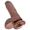 King Cock - Realistyczne Dildo Z Żołędziem Jądrami I Żyłkami 20 CM Ciemny Kolor Skóry