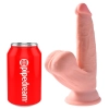 King Cock Plus - Realistyczne Dildo Z Kulkami W Jądrach I Przyssawką 15,2 CM Jasny Kolor Skóry