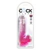 King Cock Clear - Realistyczne Dildo Z Jądrami I Przyssawką Przezroczyste-Różowe 15 CM