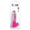 King Cock Clear - Realistyczne Dildo Z Jądrami I Przyssawką Przezroczyste-Różowe 18 CM