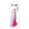 King Cock Clear - Realistyczne Dildo Z Jądrami I Przyssawką Przezroczyste-Różowe 20 CM