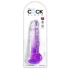 King Cock Clear - Realistyczne Dildo Z Jądrami I Przyssawką Przezroczyste-Fioletowe 20 CM