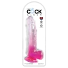 King Cock Clear - Realistyczne Dildo Z Jądrami I Przyssawką Przezroczyste-Różowe 23 CM