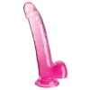 King Cock Clear - Realistyczne Dildo Z Jądrami I Przyssawką Przezroczyste-Różowe 23 CM