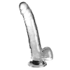 King Cock Clear - Realistyczne Dildo Z Jądrami I Przyssawką Przezroczyste 23 CM