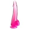 King Cock Clear - Realistyczne Dildo Z Jądrami I Przyssawką Przezroczyste-Różowe 25 CM