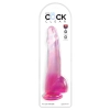 King Cock Clear - Realistyczne Dildo Z Jądrami I Przyssawką Przezroczyste-Różowe 25 CM